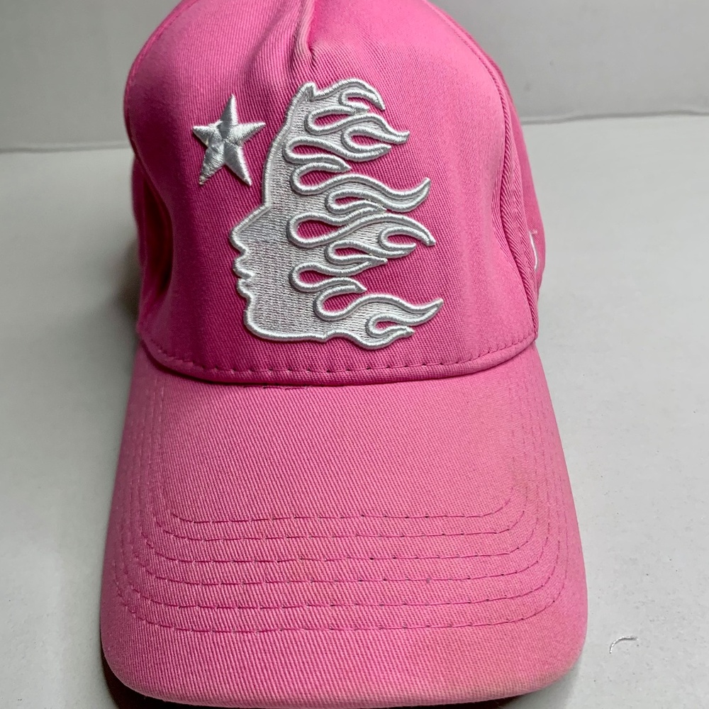 Hellstar OG Logo Snapback hat in pink with flame & star emblem